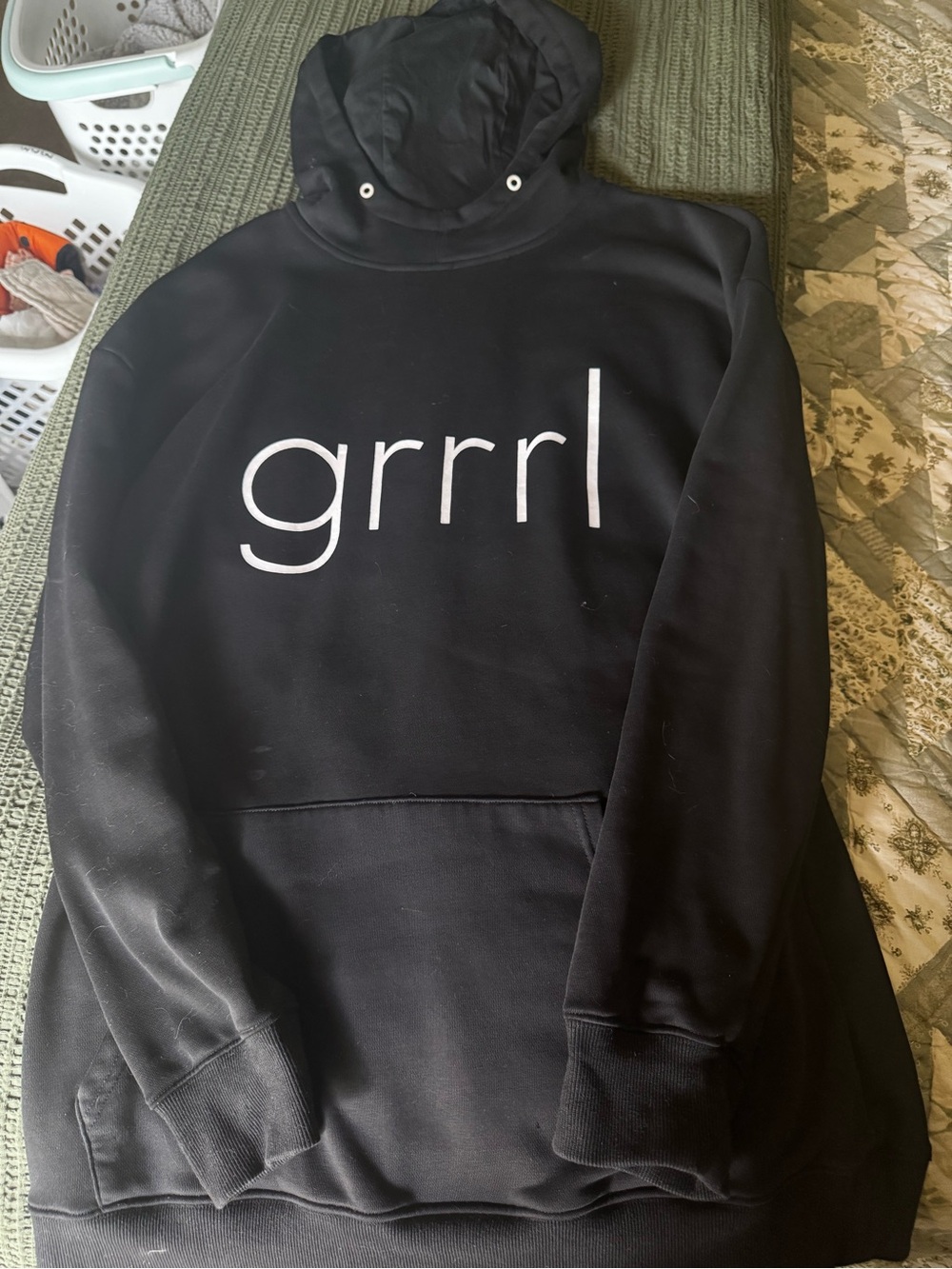 Black "grrrl" Graphic Hoodie - Women's Casual Pullover
